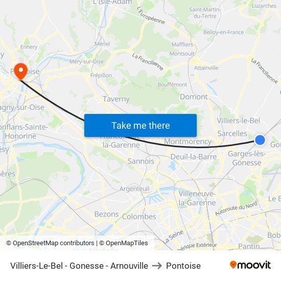 Villiers-Le-Bel - Gonesse - Arnouville to Pontoise map