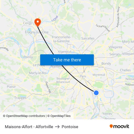 Maisons-Alfort - Alfortville to Pontoise map