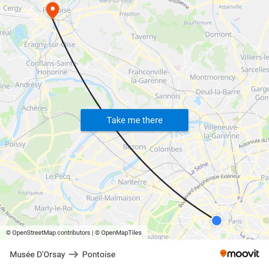 Musée D'Orsay to Pontoise map