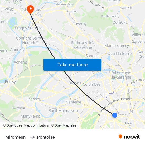 Miromesnil to Pontoise map