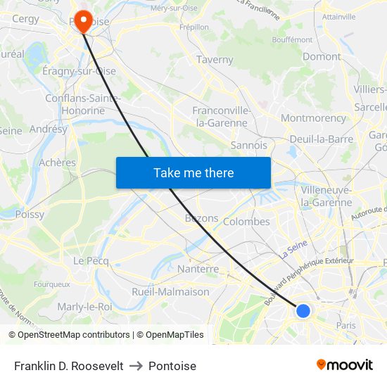 Franklin D. Roosevelt to Pontoise map
