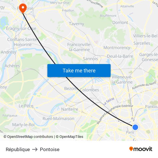 République to Pontoise map