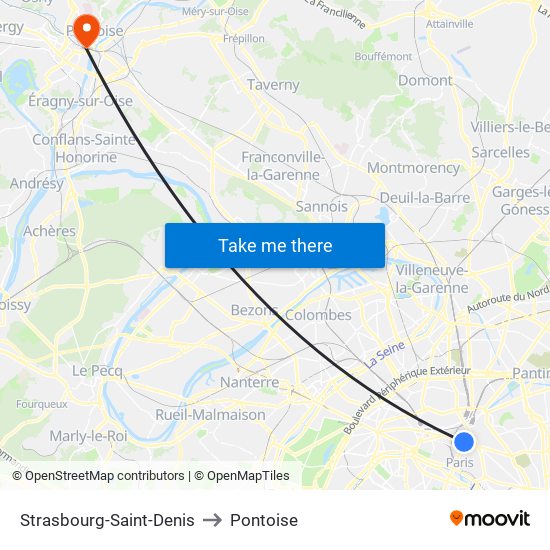 Strasbourg-Saint-Denis to Pontoise map