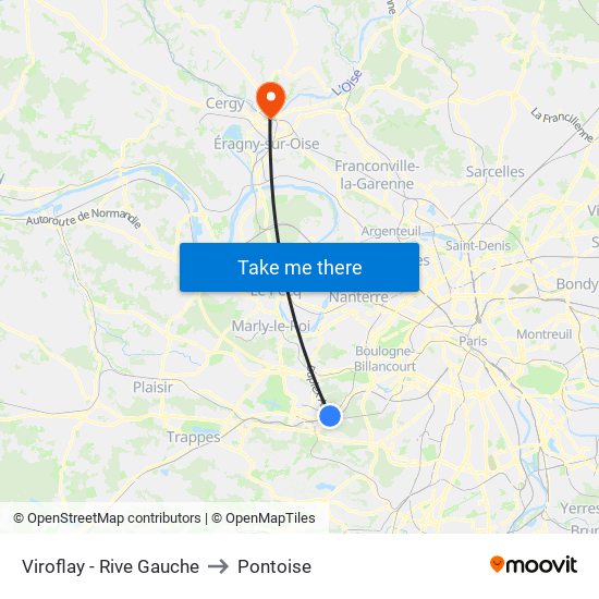 Viroflay - Rive Gauche to Pontoise map