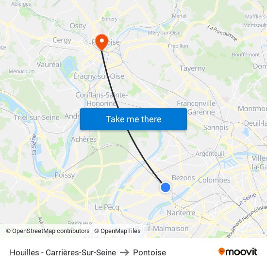 Houilles - Carrières-Sur-Seine to Pontoise map