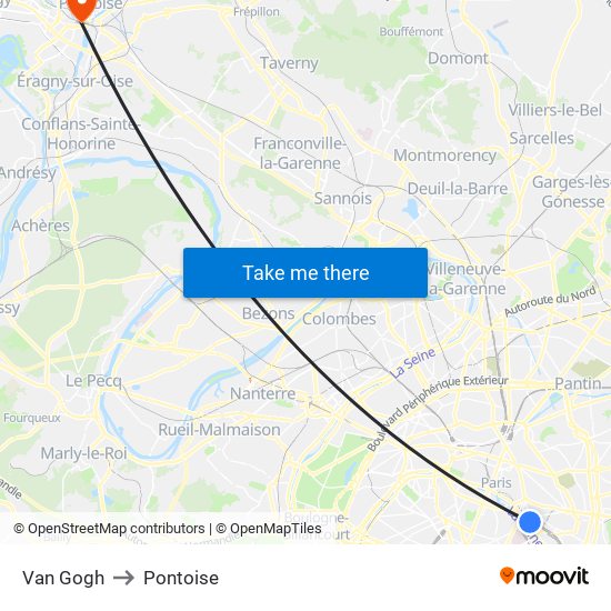 Van Gogh to Pontoise map