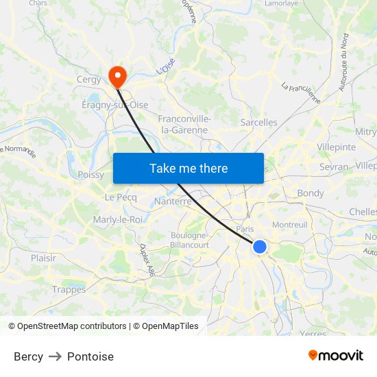 Bercy to Pontoise map