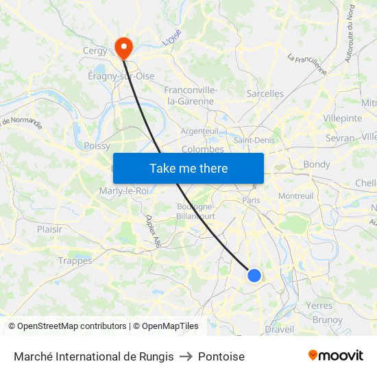 Marché International de Rungis to Pontoise map