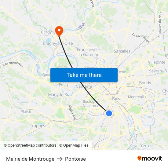 Mairie de Montrouge to Pontoise map