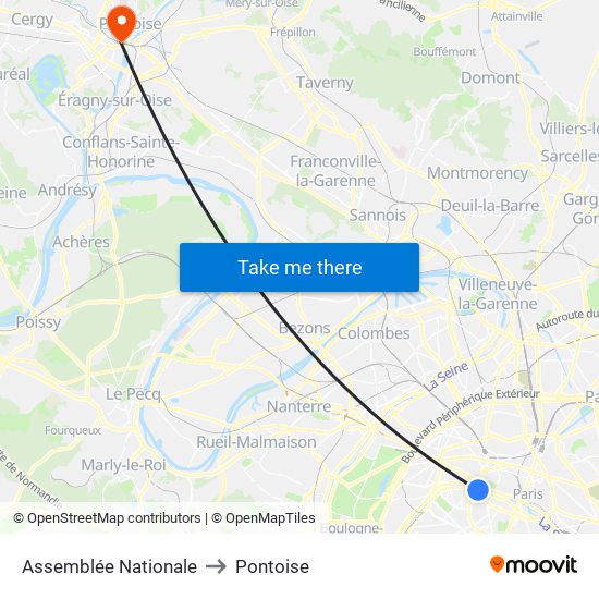 Assemblée Nationale to Pontoise map