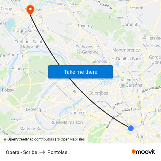 Opéra - Scribe to Pontoise map