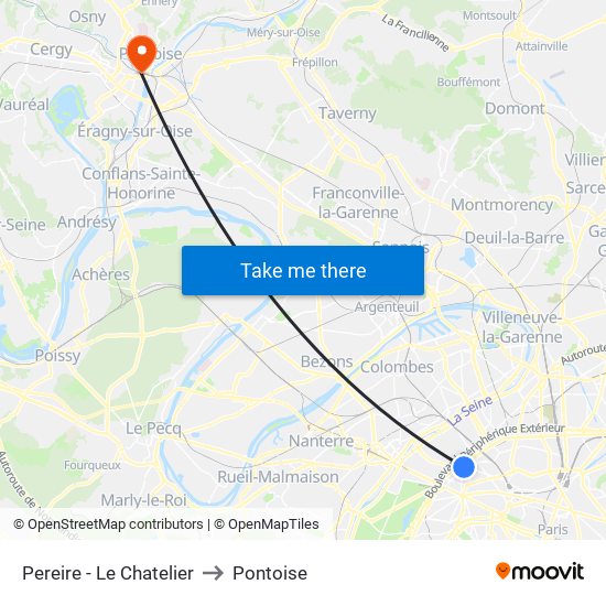 Pereire - Le Chatelier to Pontoise map