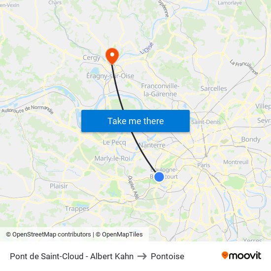 Pont de Saint-Cloud - Albert Kahn to Pontoise map