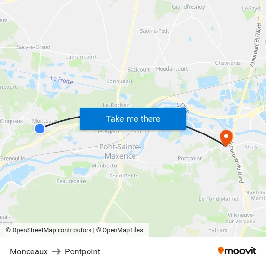Monceaux to Pontpoint map