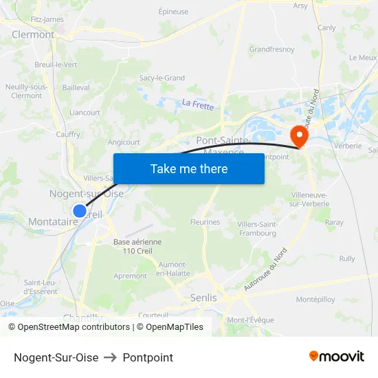 Nogent-Sur-Oise to Pontpoint map