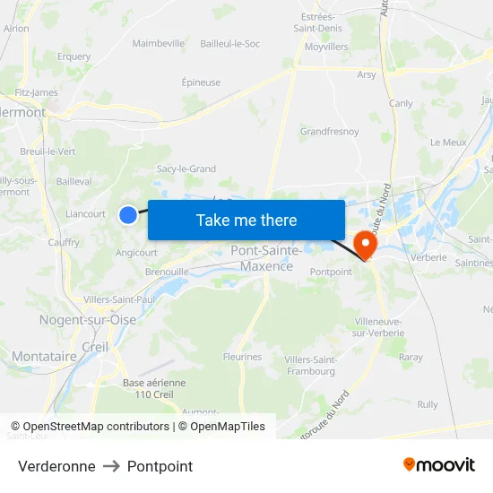 Verderonne to Pontpoint map