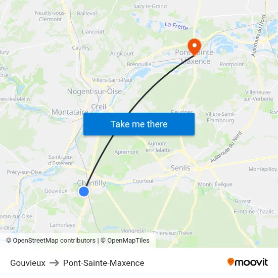 Gouvieux to Pont-Sainte-Maxence map