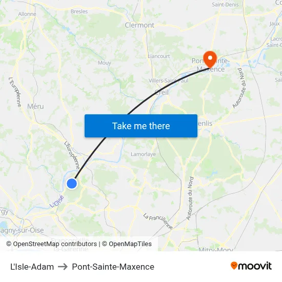 L'Isle-Adam to Pont-Sainte-Maxence map