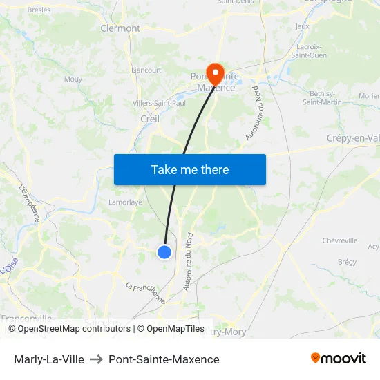 Marly-La-Ville to Pont-Sainte-Maxence map
