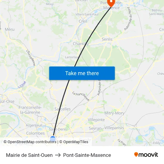 Mairie de Saint-Ouen to Pont-Sainte-Maxence map