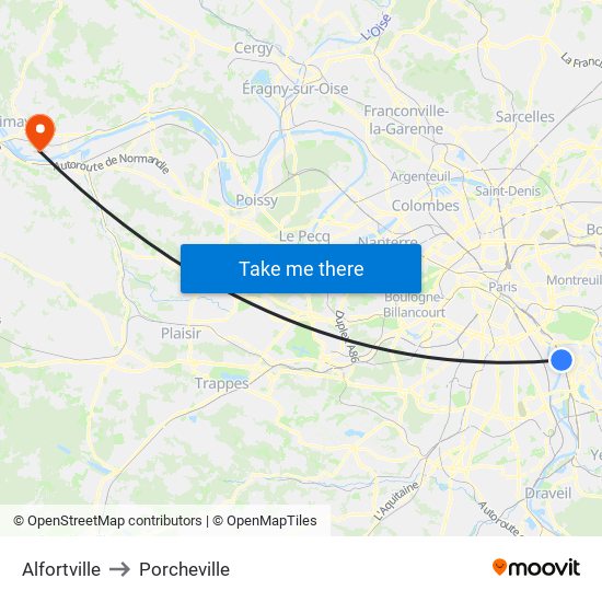 Alfortville to Porcheville map