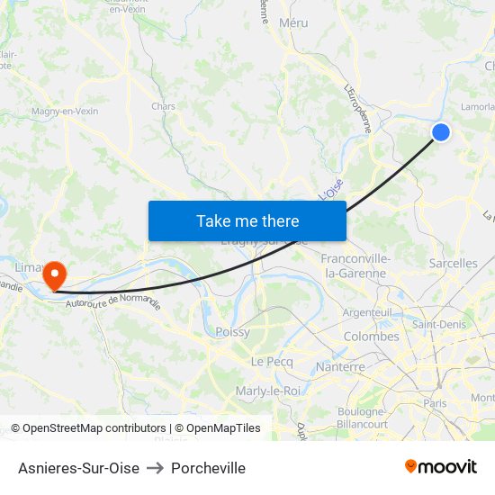 Asnieres-Sur-Oise to Porcheville map