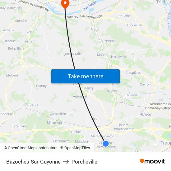 Bazoches-Sur-Guyonne to Porcheville map