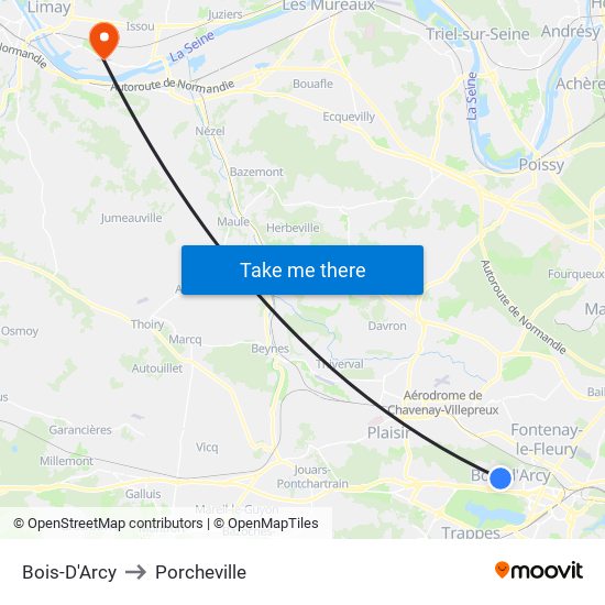 Bois-D'Arcy to Porcheville map