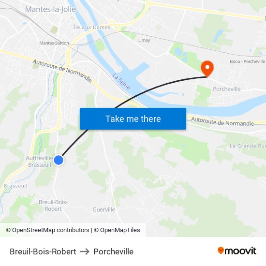 Breuil-Bois-Robert to Porcheville map