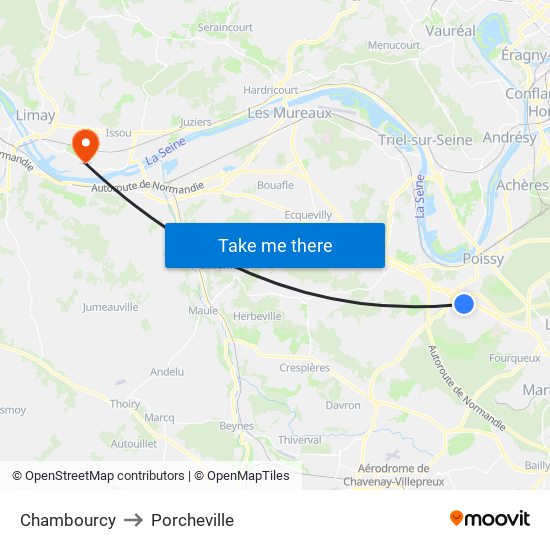 Chambourcy to Porcheville map