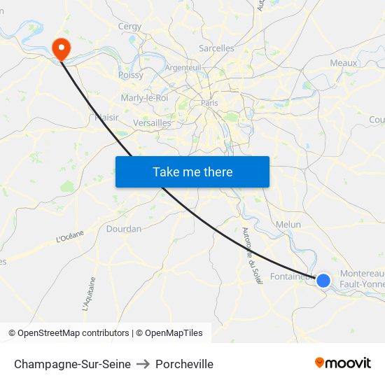 Champagne-Sur-Seine to Porcheville map