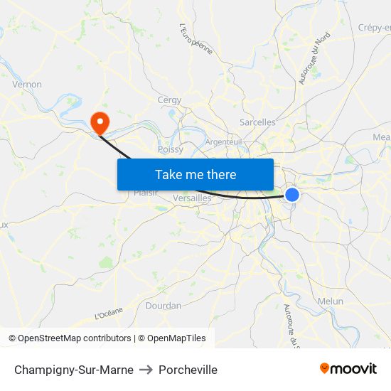 Champigny-Sur-Marne to Porcheville map