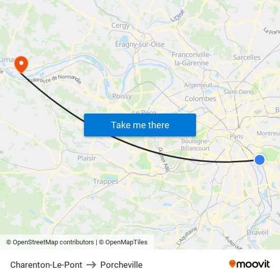 Charenton-Le-Pont to Porcheville map