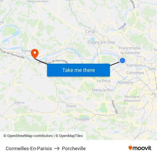 Cormeilles-En-Parisis to Porcheville map
