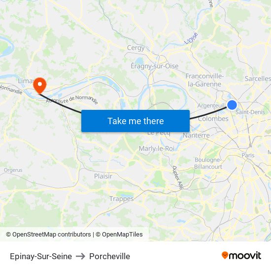 Epinay-Sur-Seine to Porcheville map