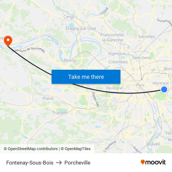 Fontenay-Sous-Bois to Porcheville map