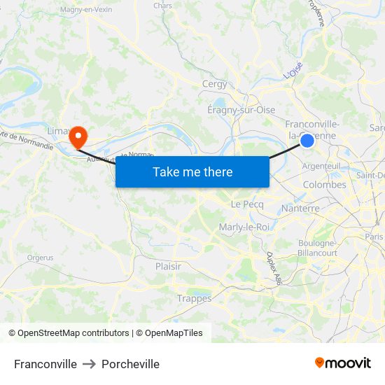 Franconville to Porcheville map