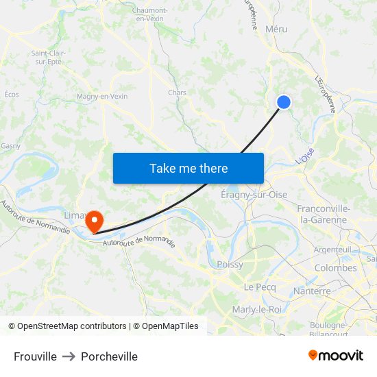 Frouville to Porcheville map