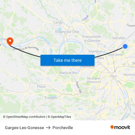 Garges-Les-Gonesse to Porcheville map