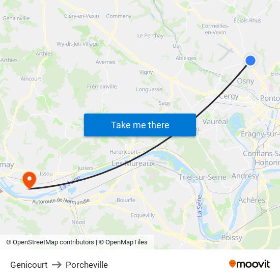 Genicourt to Porcheville map