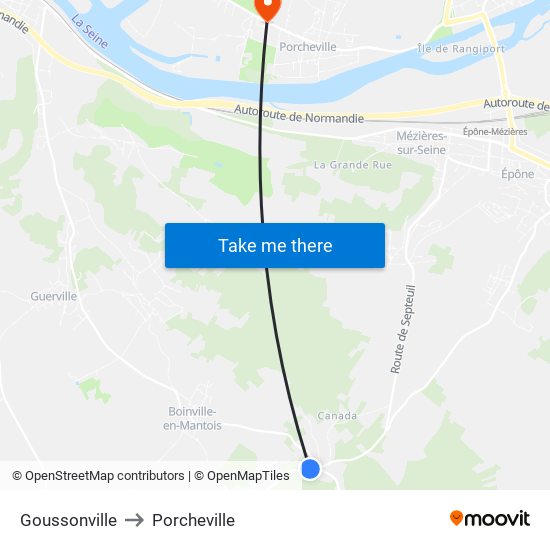Goussonville to Porcheville map