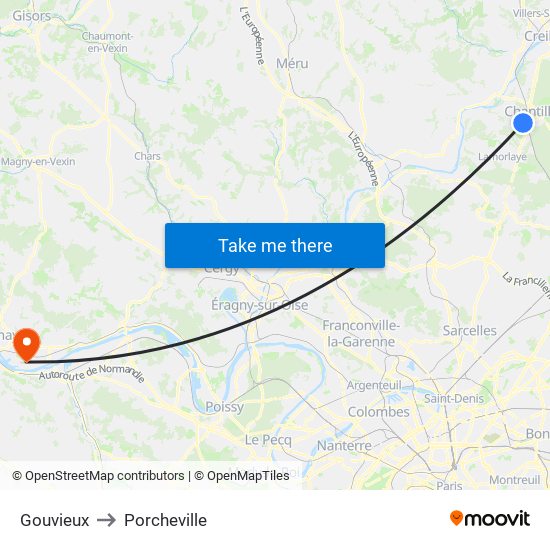Gouvieux to Porcheville map