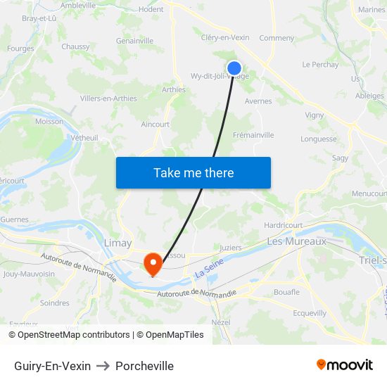 Guiry-En-Vexin to Porcheville map