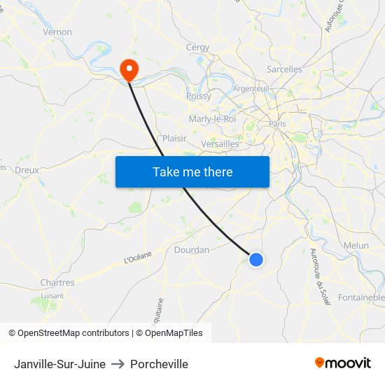 Janville-Sur-Juine to Porcheville map