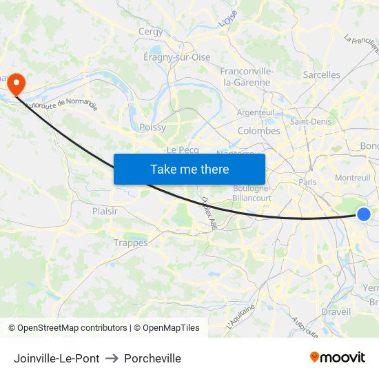 Joinville-Le-Pont to Porcheville map