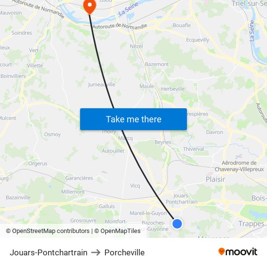 Jouars-Pontchartrain to Porcheville map