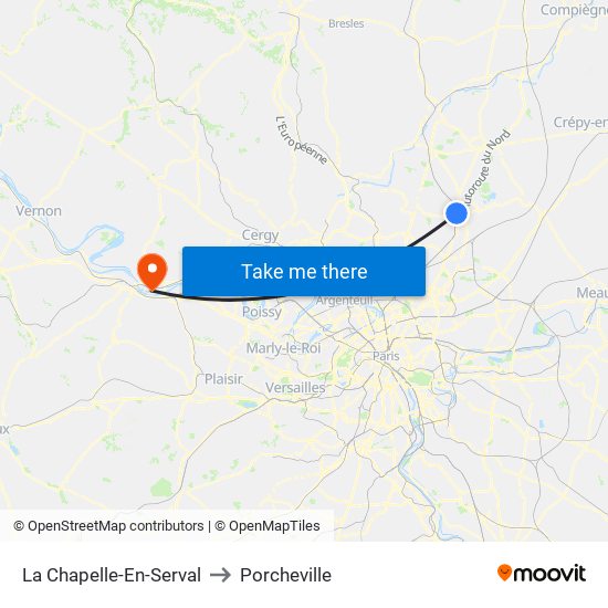 La Chapelle-En-Serval to Porcheville map