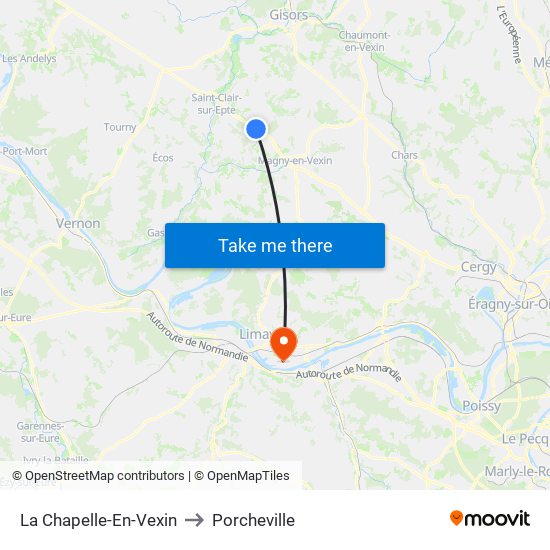 La Chapelle-En-Vexin to Porcheville map