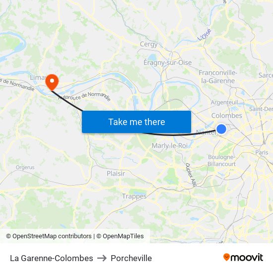 La Garenne-Colombes to Porcheville map