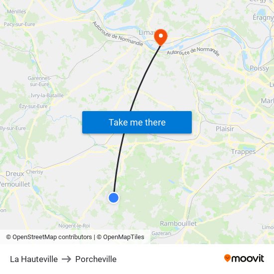 La Hauteville to Porcheville map
